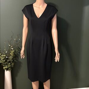 Express Black Midi V-Neck Dress
